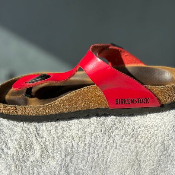 Birkenstock Gizeh Red Patent Leather Size 37 - Picture 6 of 7